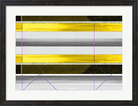 Framed Abstract Yellow Parallels Print
