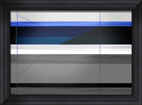 Framed Abstract Grey and Blue Print