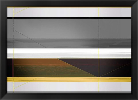 Framed Abstract Grey and Yellow Stripes Print