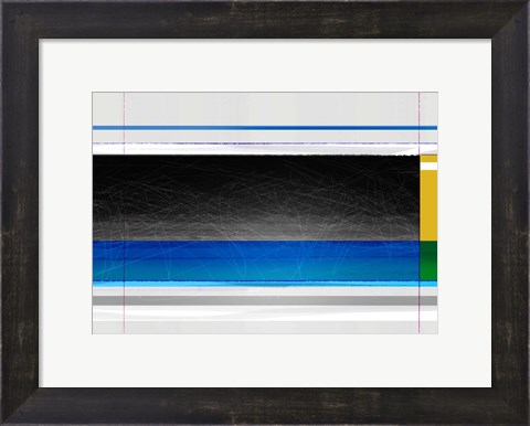 Framed Abstract Blue Black and yellow Print