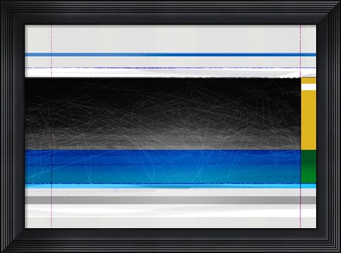 Framed Abstract Blue Black and yellow Print