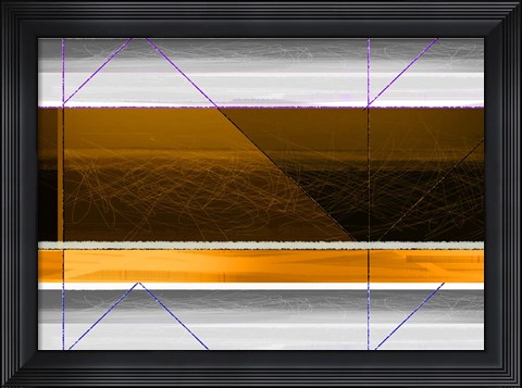 Framed Abstract Yellow and White Lines Print