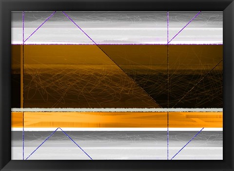 Framed Abstract Yellow and White Lines Print