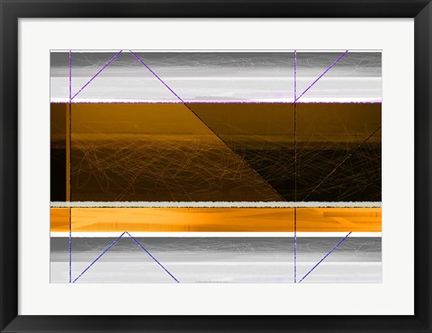 Framed Abstract Yellow and White Lines Print