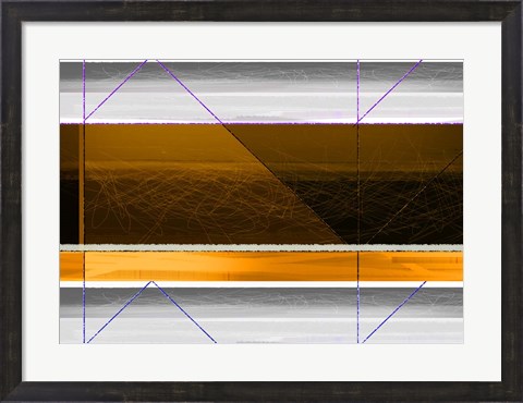 Framed Abstract Yellow and White Lines Print