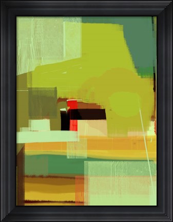 Framed Green and Brown Abstract 5 Print