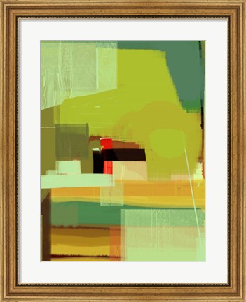 Framed Green and Brown Abstract 5 Print