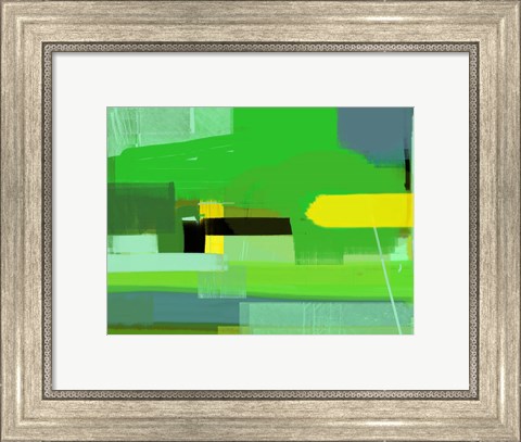 Framed Green and Brown Abstract 6 Print