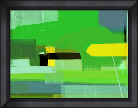 Framed Green and Brown Abstract 6 Print