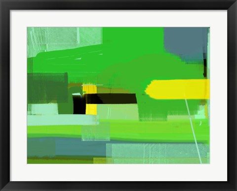 Framed Green and Brown Abstract 6 Print