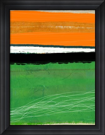 Framed Orange and Green Abstract 1 Print