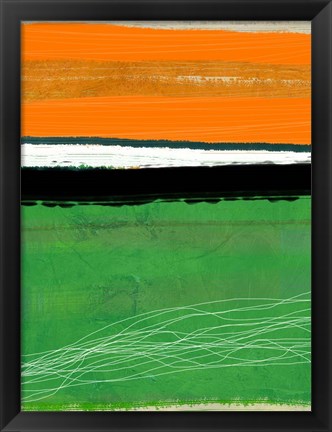 Framed Orange and Green Abstract 1 Print