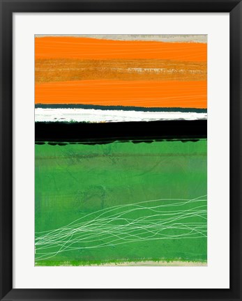 Framed Orange and Green Abstract 1 Print