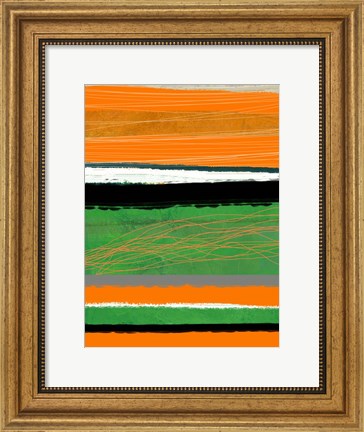 Framed Orange and Green Abstract 2 Print