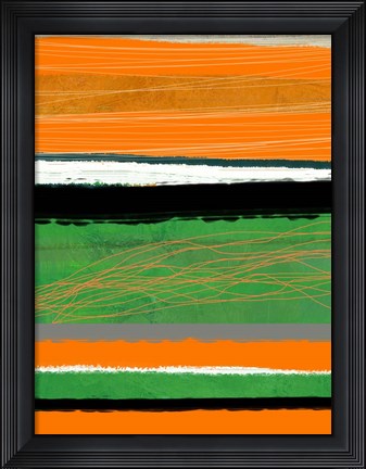 Framed Orange and Green Abstract 2 Print