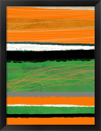 Framed Orange and Green Abstract 2 Print