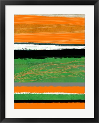 Framed Orange and Green Abstract 2 Print