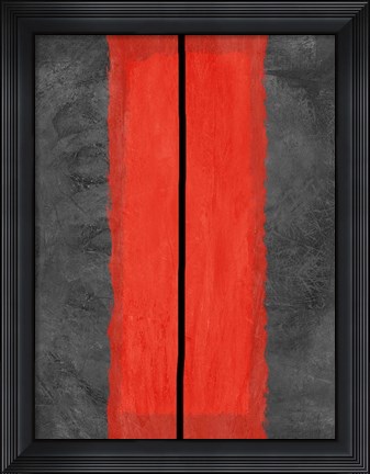 Framed Grey and Red Abstract 5 Print
