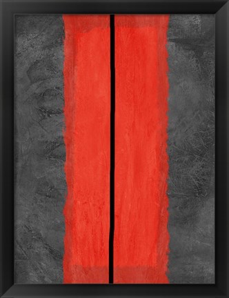 Framed Grey and Red Abstract 5 Print