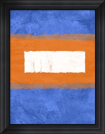 Framed Blue and Orange Abstract Theme 1 Print