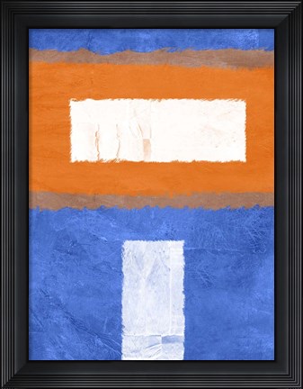Framed Blue and Orange Abstract Theme 2 Print