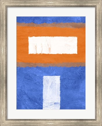 Framed Blue and Orange Abstract Theme 2 Print