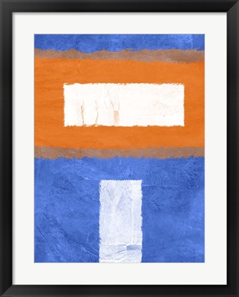 Framed Blue and Orange Abstract Theme 2 Print