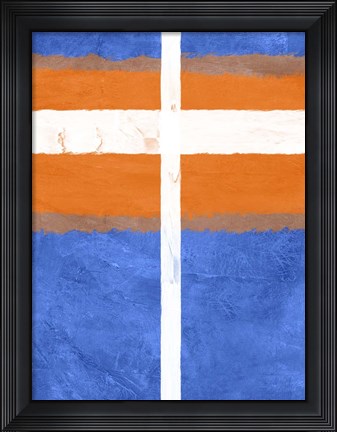 Framed Blue and Orange Abstract Theme 3 Print