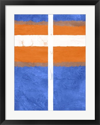 Framed Blue and Orange Abstract Theme 3 Print