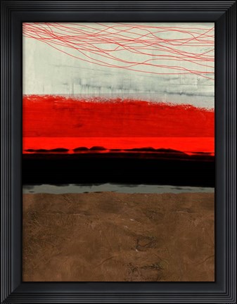 Framed Abstract Stripe Theme Brown Print