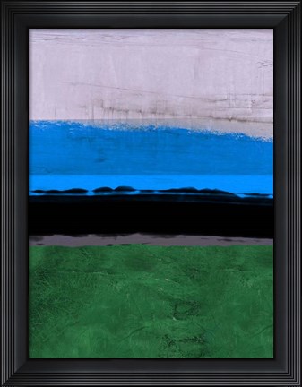 Framed Abstract Stripe Theme Blue Print