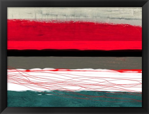 Framed Abstract Stripe Theme Red Grey and White Print