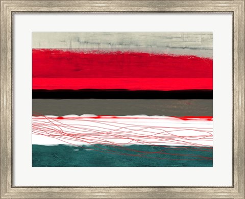 Framed Abstract Stripe Theme Red Grey and White Print