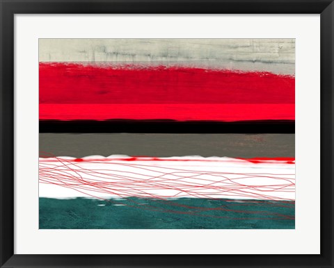 Framed Abstract Stripe Theme Red Grey and White Print