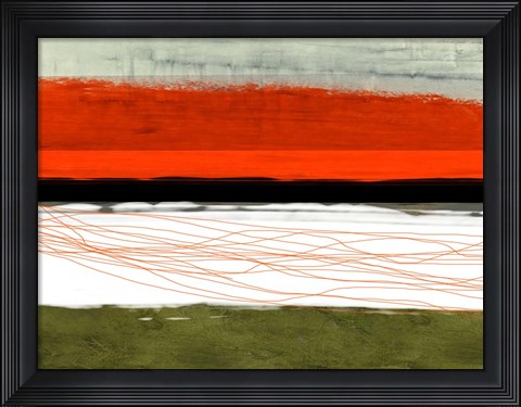 Framed Abstract Stripe Theme Orange and Black Print