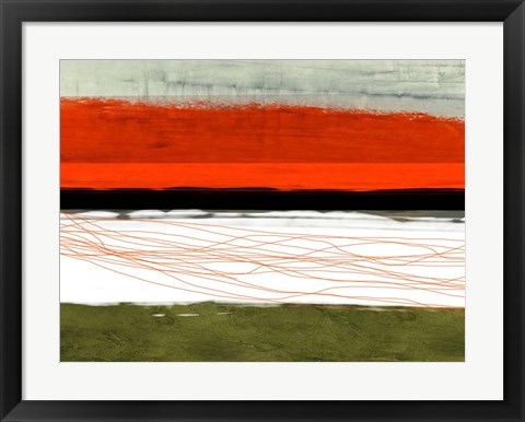 Framed Abstract Stripe Theme Orange and Black Print
