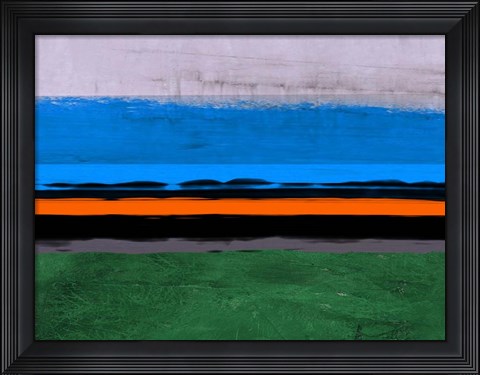 Framed Abstract Stripe Theme Orange and Blue Print