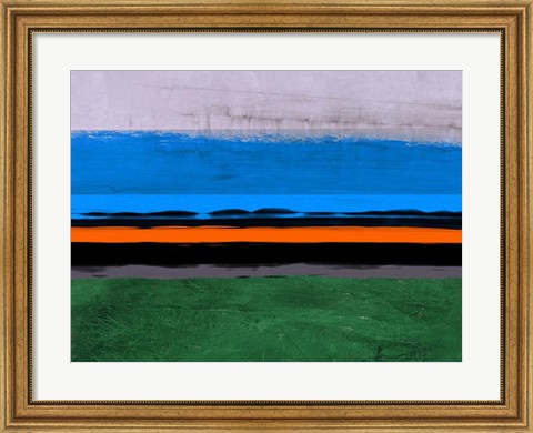 Framed Abstract Stripe Theme Orange and Blue Print
