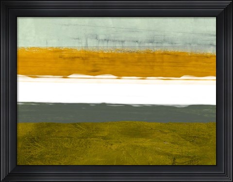 Framed Abstract Stripe Theme Yellow and White Print
