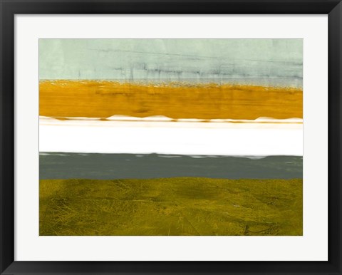 Framed Abstract Stripe Theme Yellow and White Print