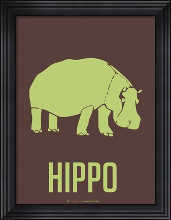 Framed Hippo Green Print