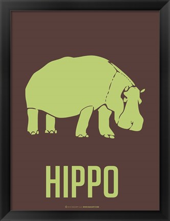 Framed Hippo Green Print