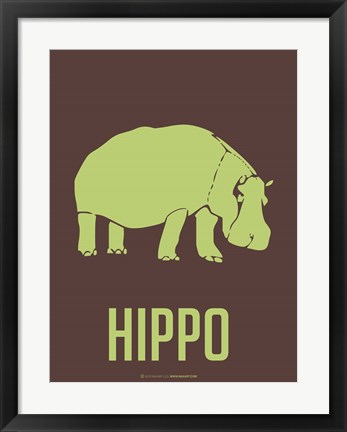 Framed Hippo Green Print