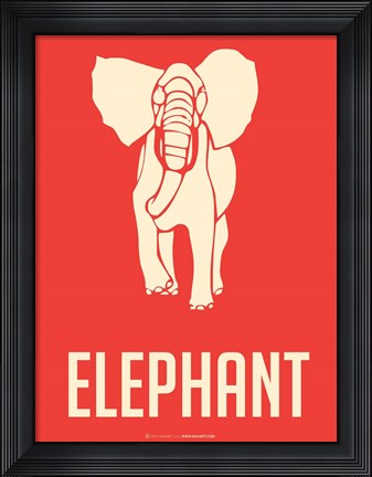 Framed Elephant White Print