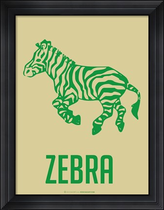 Framed Zebra Green Print