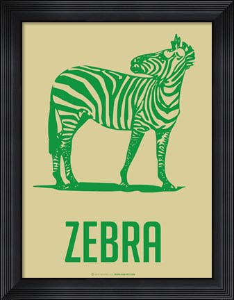 Framed Zebra Green 2 Print