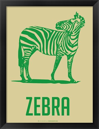 Framed Zebra Green 2 Print