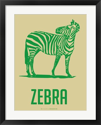 Framed Zebra Green 2 Print