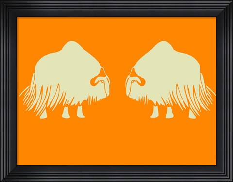 Framed Two White Oxes Print