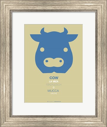 Framed Blue Cow Multilingual Print